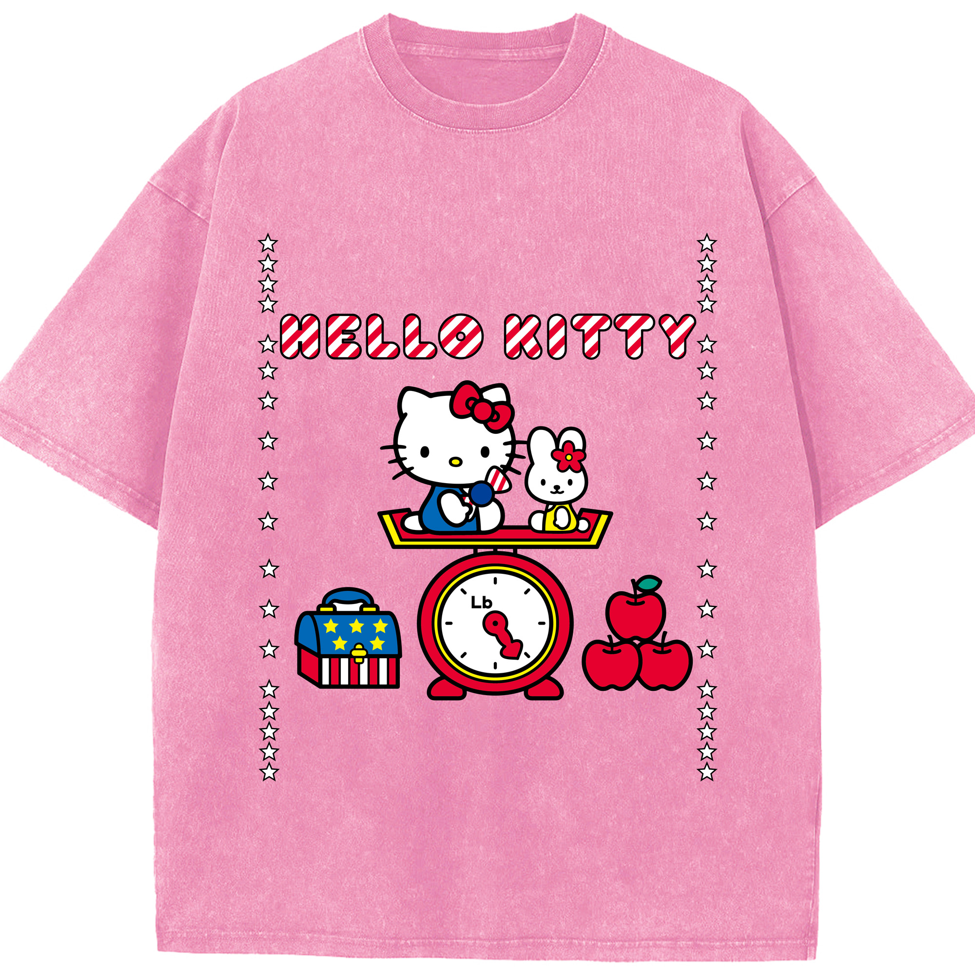 （画像用） Hello Kitty ハローキティ 綿100% ヴィンテージ風 半袖Tシャツ（フロントプリント）